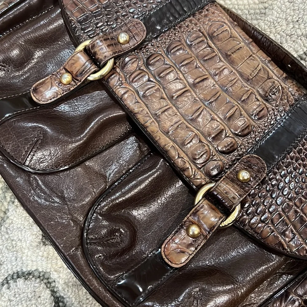 💕 Brahmin brown crocodile leather large crossbody bag 💕